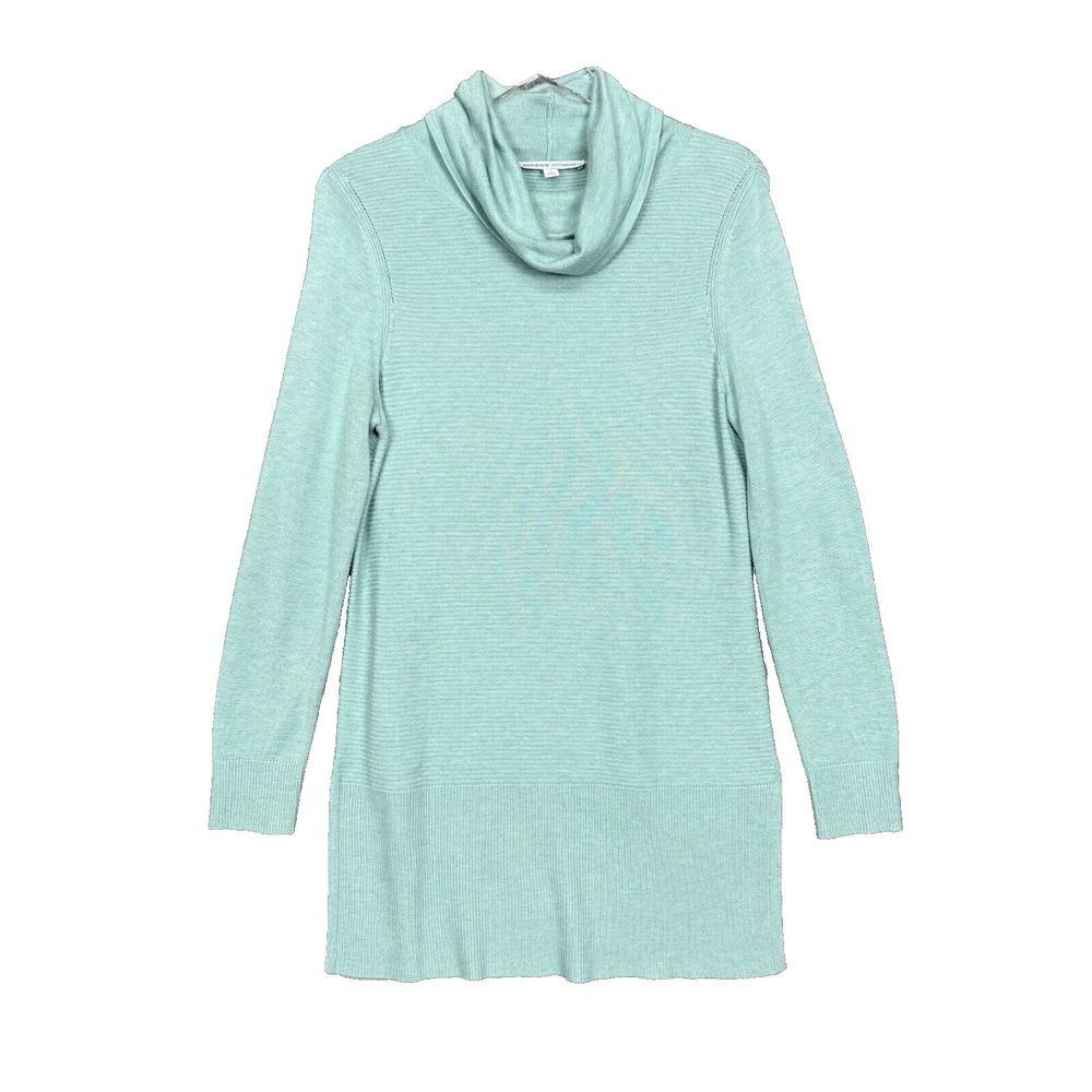 Adrienne Vittadini Sweater Womens Medium Blue‎ Green Tunic Cowl Neck Soft Cozy
